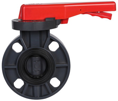 RPP PVDF Pvc 웨이퍼 나비형 밸브 부식 저항성 검정색